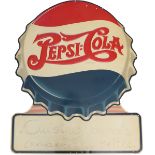 Large Pepsi crown cap tin sign, France, around 1950