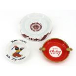 3 advertising ashtrays, Miele, Borg cigarettes, Ruberg Ketten, 1920-1950