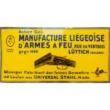 Emailschild "Feine Gewehre" Manufacture Liegeoise d'armes a feu, Lüttich/Belgien um 1910