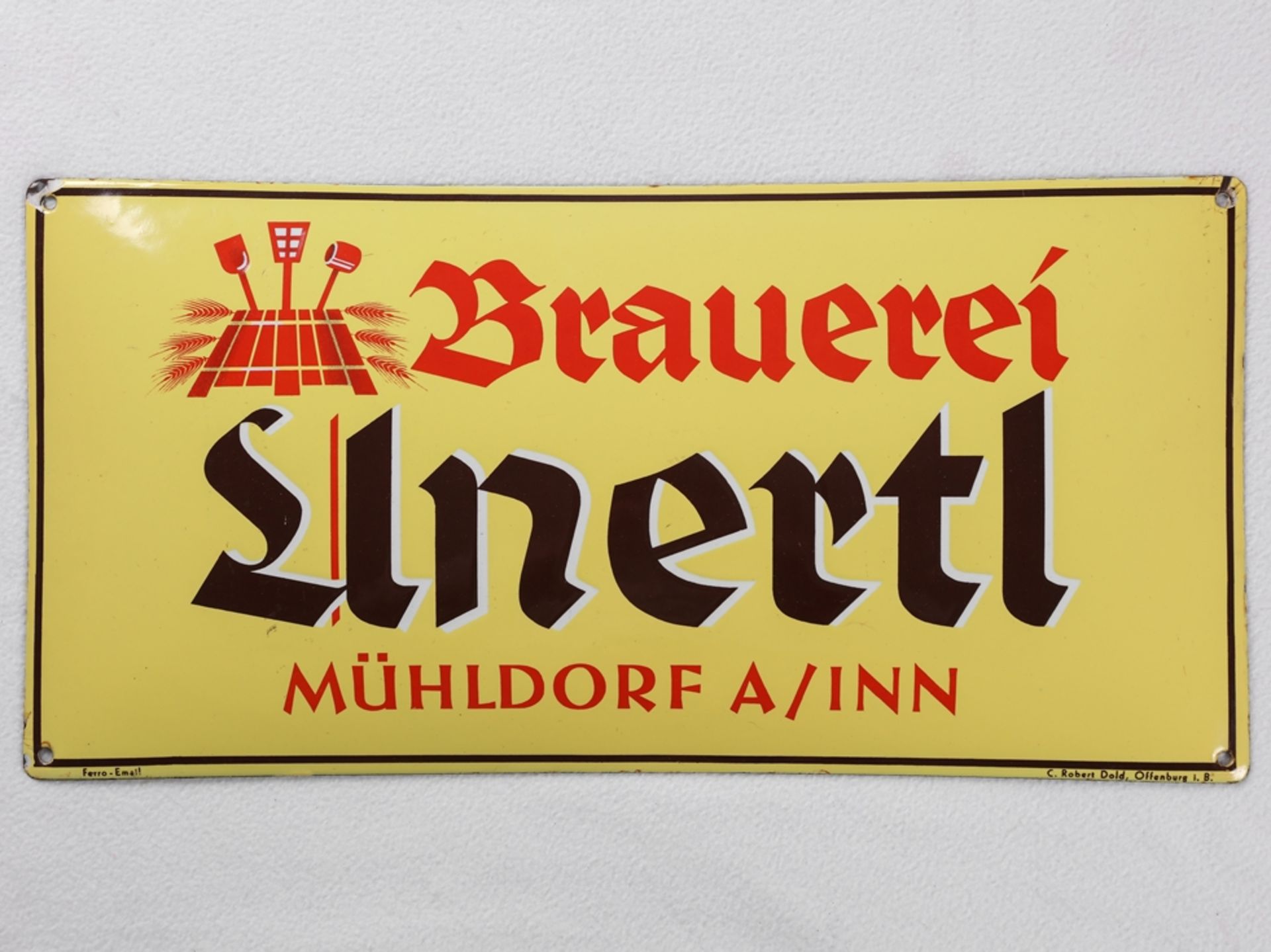 Enamel sign for the Unertl brewery, wheat beer, Mühldorf am Inn, around 1930 - Image 7 of 7