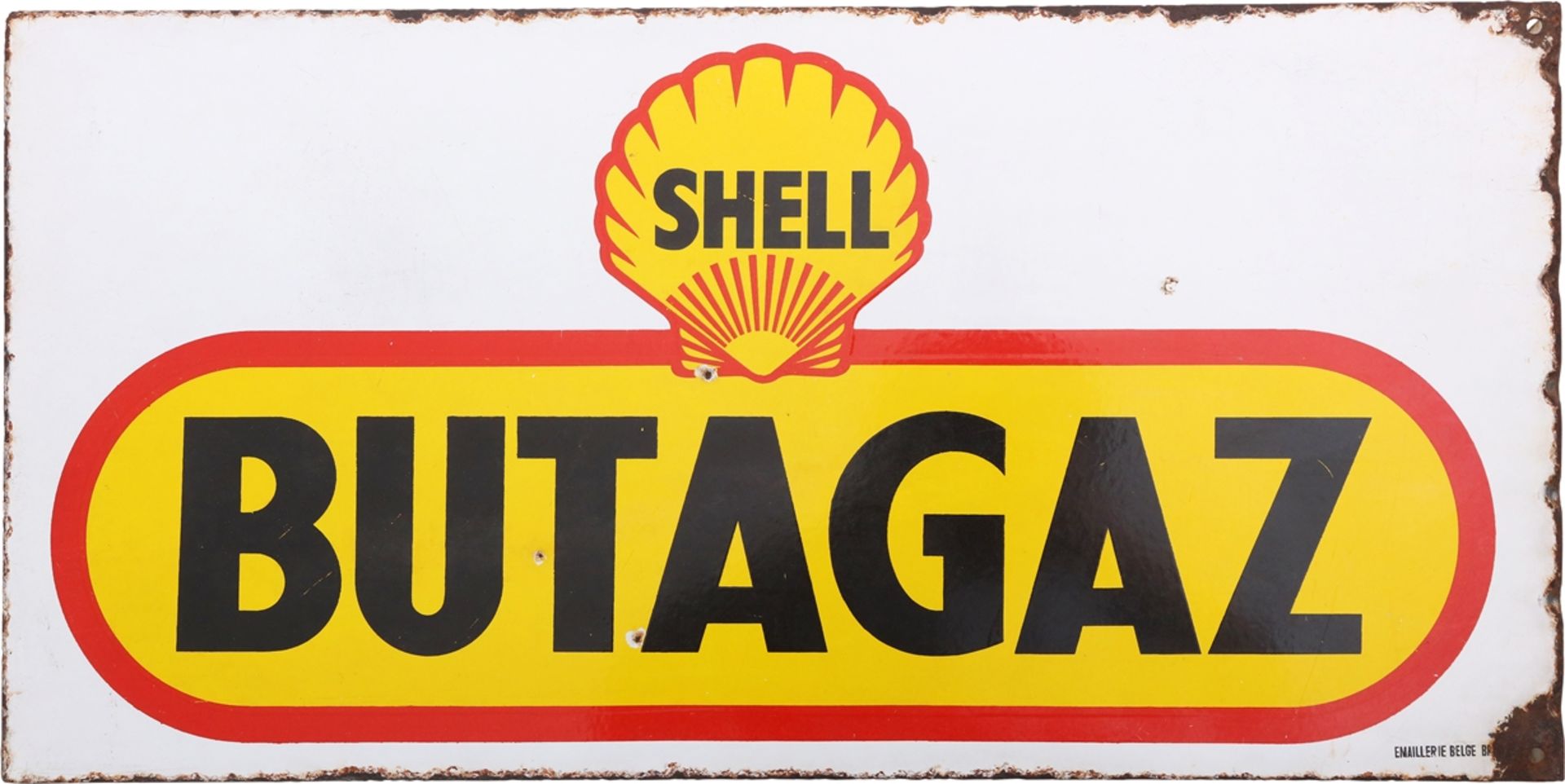 Emailschild Shell Butagaz, Belgien, um 1960