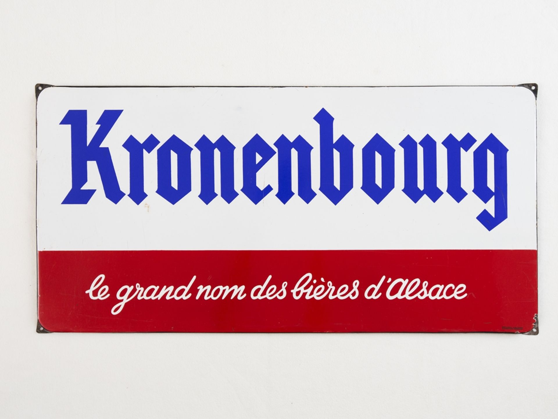 Emailschild Kronenbourg, le grand nom des bières d'Alsace, um 1950 - Bild 7 aus 7