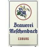 Emailschild Brauerei Meschenbach Coburg, um 1950