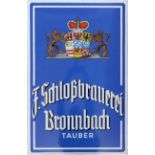 Emailschild Schloßbrauerei Bronnbach-Tauber, um 1930