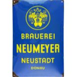 Enamel sign for the Neumeyer brewery, Neustadt Donau, around 1930