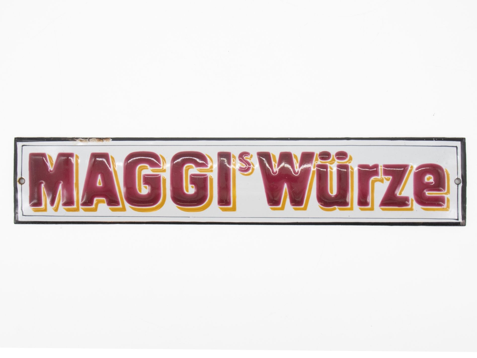 Emailschild Maggi`s Würze, Berlin und Singen, datiert 1928 - Bild 3 aus 3