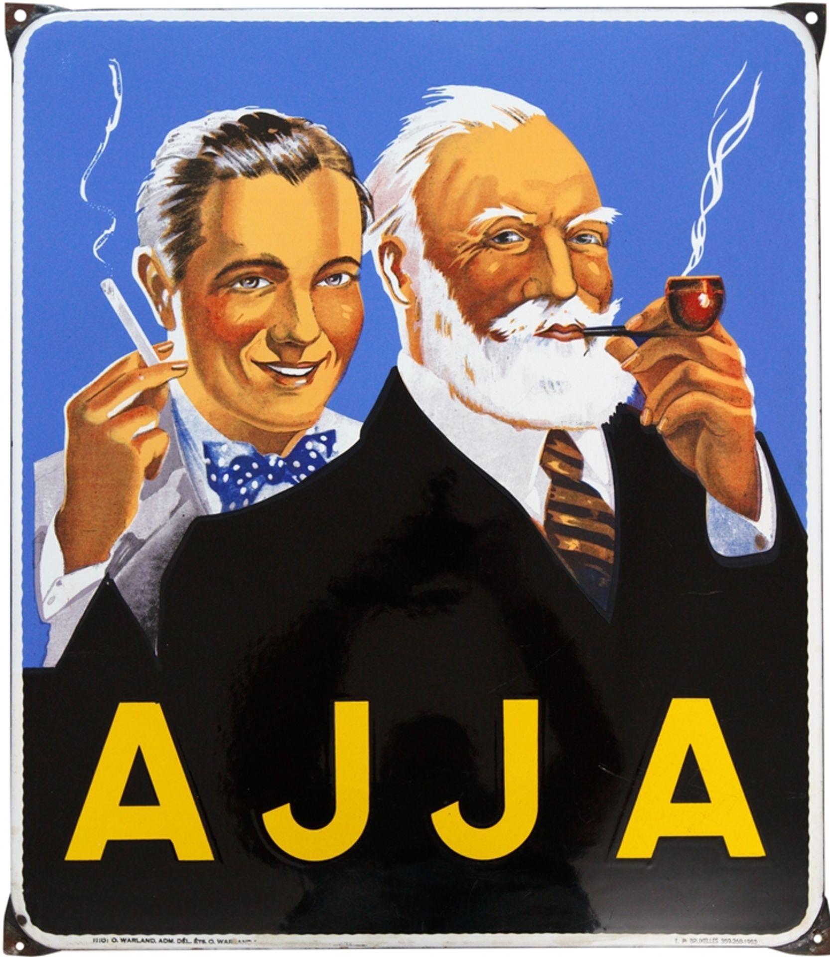 Enamel sign Ajja, Belgium, dated 1953