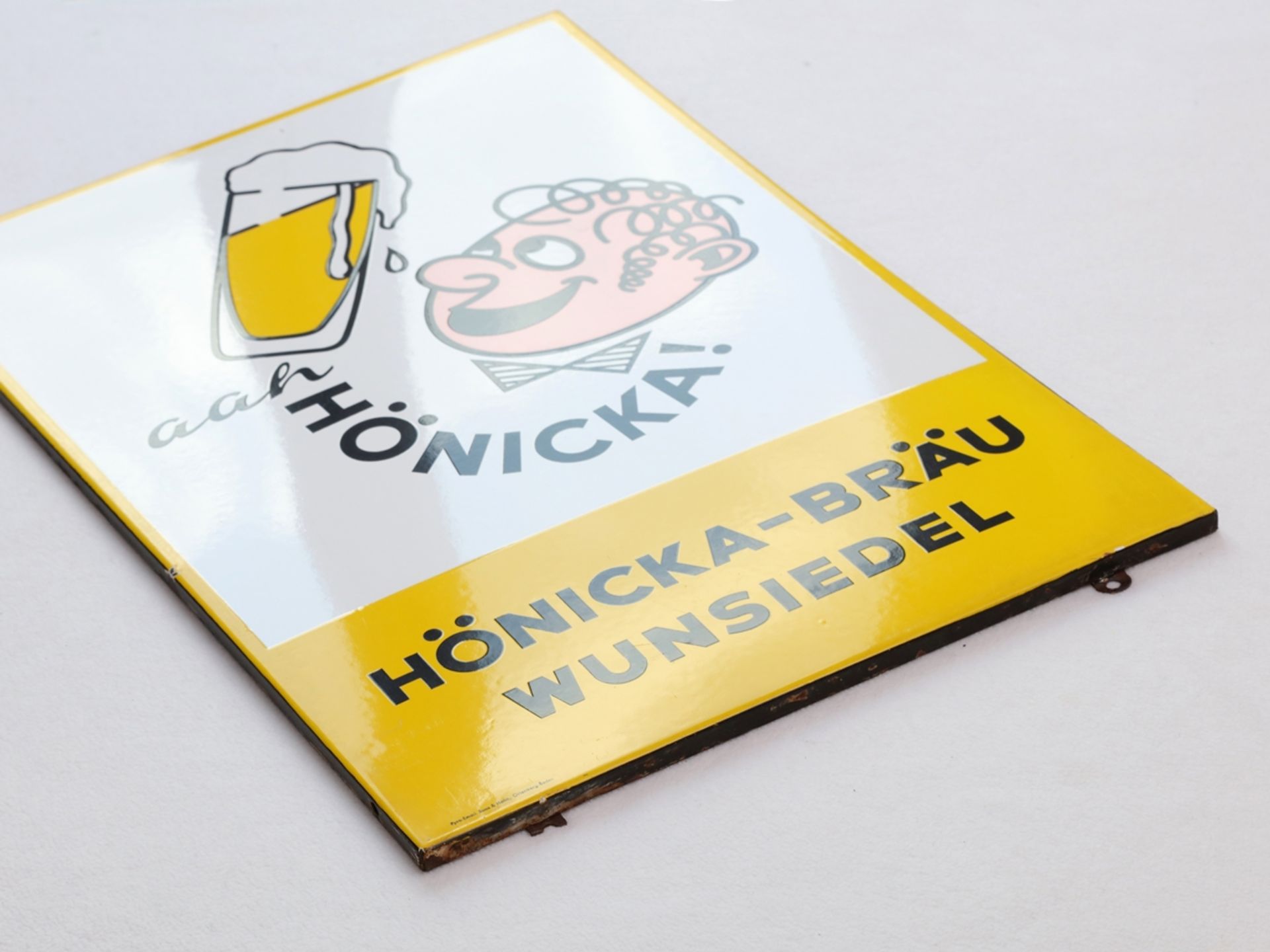 Enamel sign Hönicka-Bräu, Wunsiedel, around 1950 - Image 2 of 7