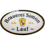 Enamel sign for the Simon brewery, Lauf an der Pegnitz, around 1930