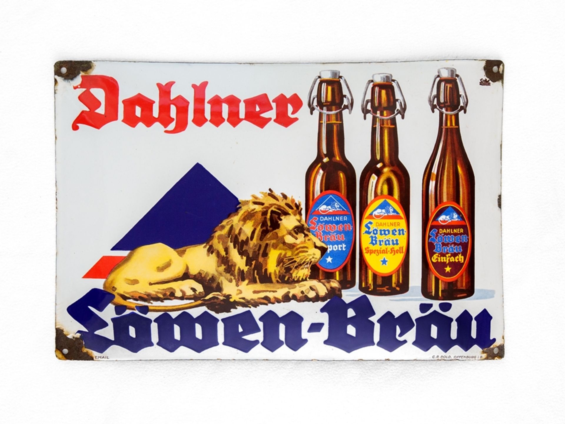 Emailschild Dahlner Löwenbräu, Dahlen/Sachsen, um 1920 - Bild 7 aus 7