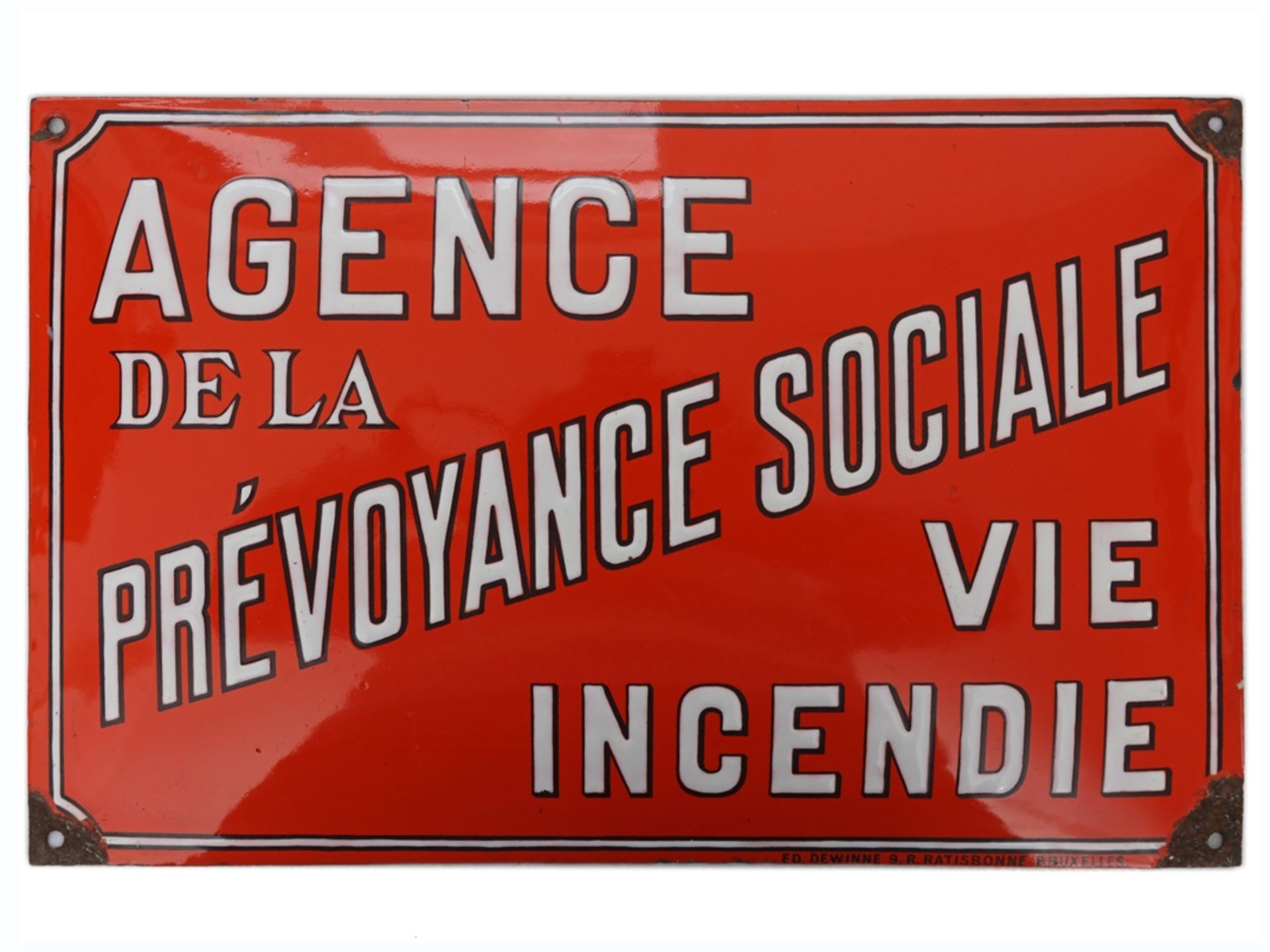 Emailschild Agence de la Prevoyance Sociale, Belgien, um 1920 - Bild 7 aus 7