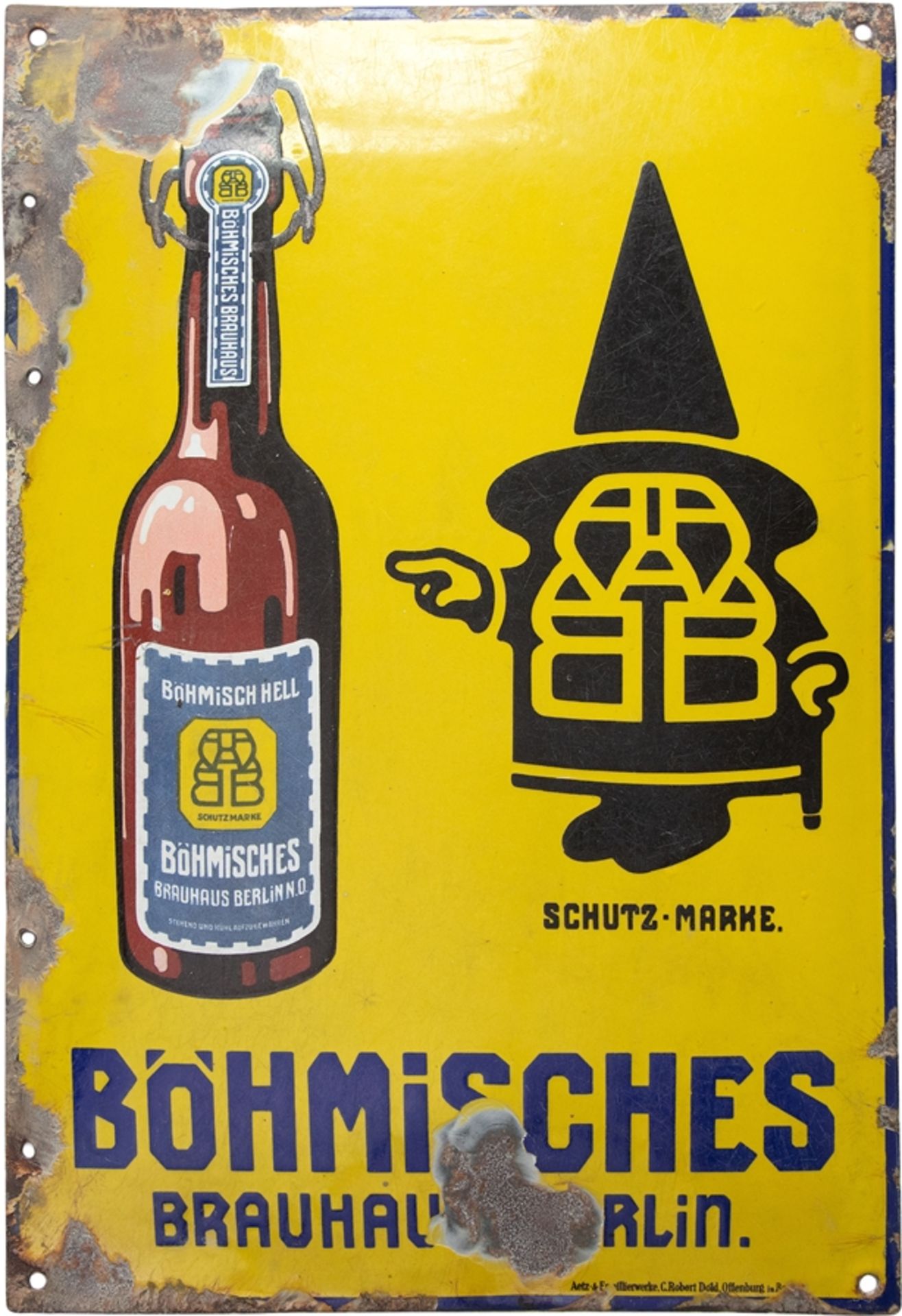 Enamel sign Böhmisches Brauhaus Berlin, around 1920