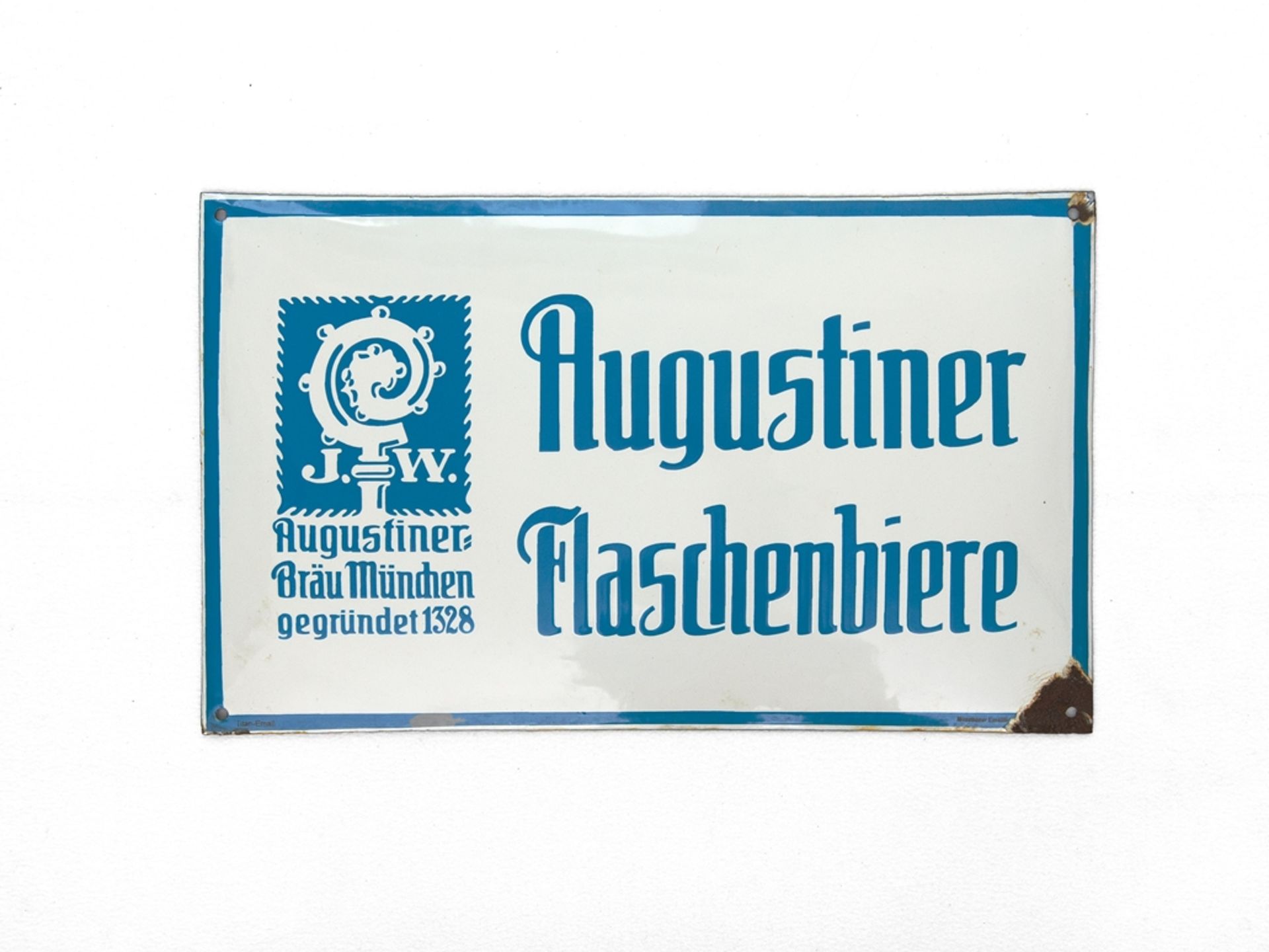 Enamel sign Augustiner Flaschenbiere, Munich, around 1930 - Image 7 of 7