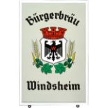 Emailschild Bürgerbräu Windsheim im Traumzustand! Bad Windsheim, um 1950