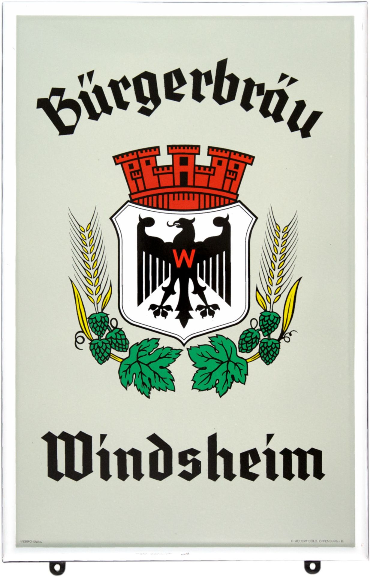 Enamel sign Bürgerbräu Windsheim in dream condition! Bad Windsheim, around 1950