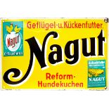 Enamel sign Nagut Geflügel u. Kü(c)kenfutter, Lage/Kreis Lippe, around 1920