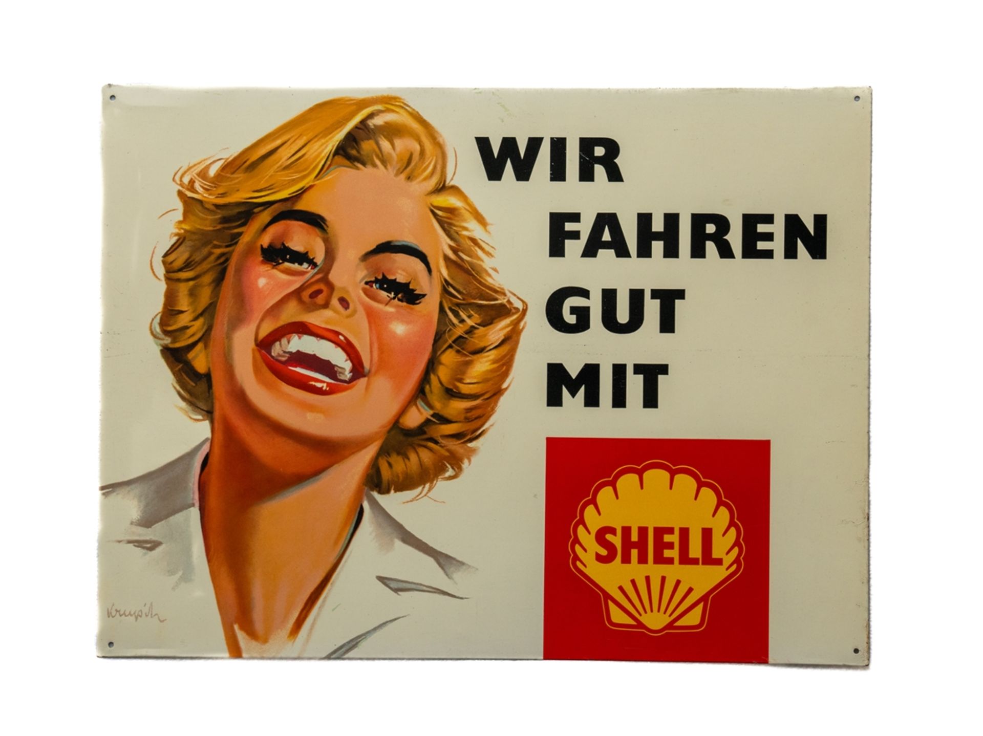 Blechschild Shell im Traumzustand! Signiert, Hamburg, um 1950 - Bild 3 aus 3