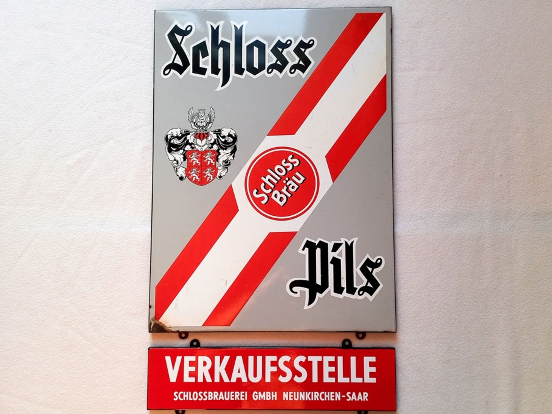 Emailschild Schloss Bräu Pils, Neunkirchen/Saarland, Original, um 1950 - Bild 8 aus 8