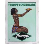 Enamel sign Trumpf Schokolade, Aachen, Bergisch Gladbach, around 1920