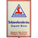 Emailschild Schwabenbräu, Brauerei Rob. Leicht, Stuttgart-Vaihingen, um 1950