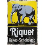 Enamel sign Riquet cocoa, chocolate, Leipzig around 1910