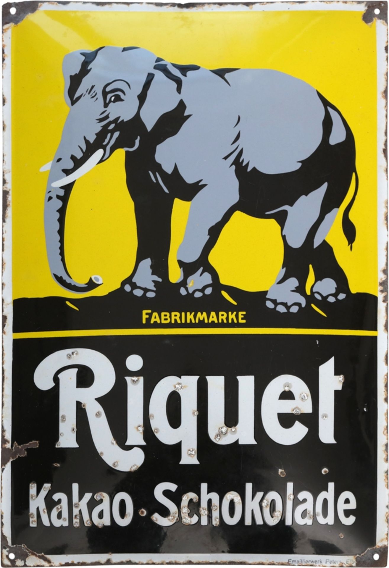 Enamel sign Riquet cocoa, chocolate, Leipzig around 1910