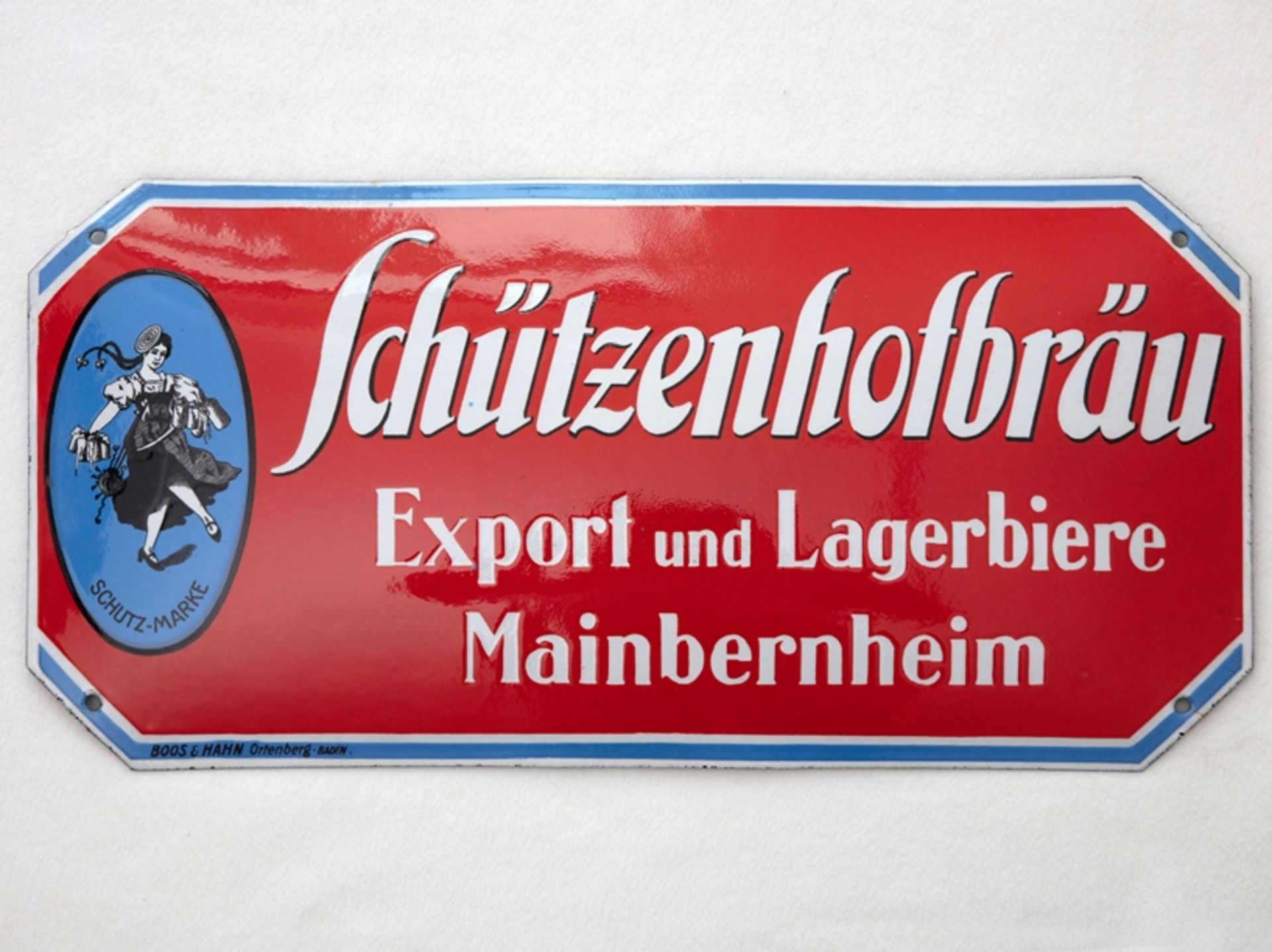 Emailschild Schützenhofbräu, Traumzustand! Mainbernheim bei Kitzingen, um 1920 - Bild 7 aus 7