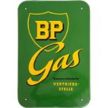 Emailschild BP Gas Vertriebsstelle, um 1960