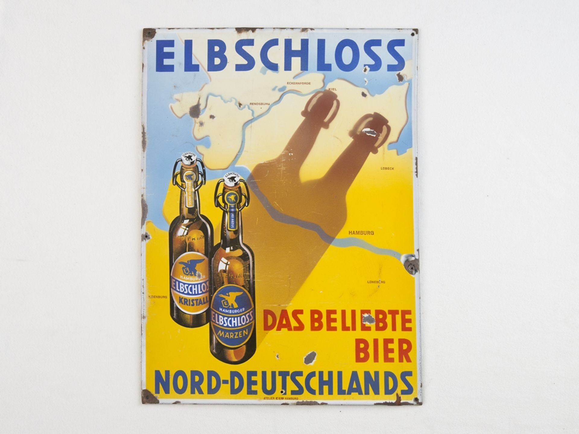 Enamel sign Elbschloss Bier, Hamburg Altona, around 1930 - Image 7 of 7