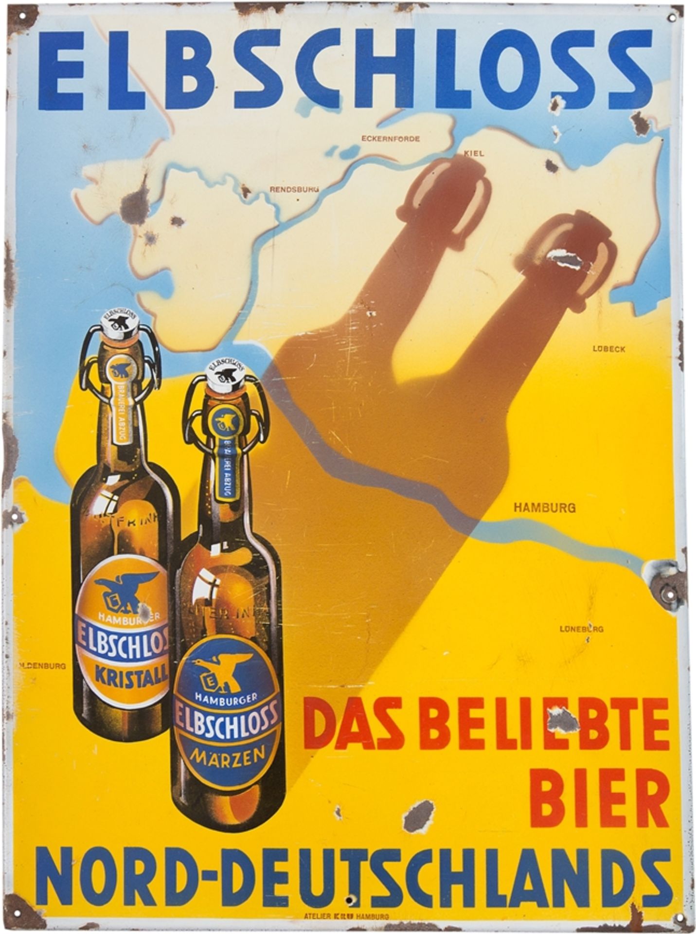 Enamel sign Elbschloss Bier, Hamburg Altona, around 1930