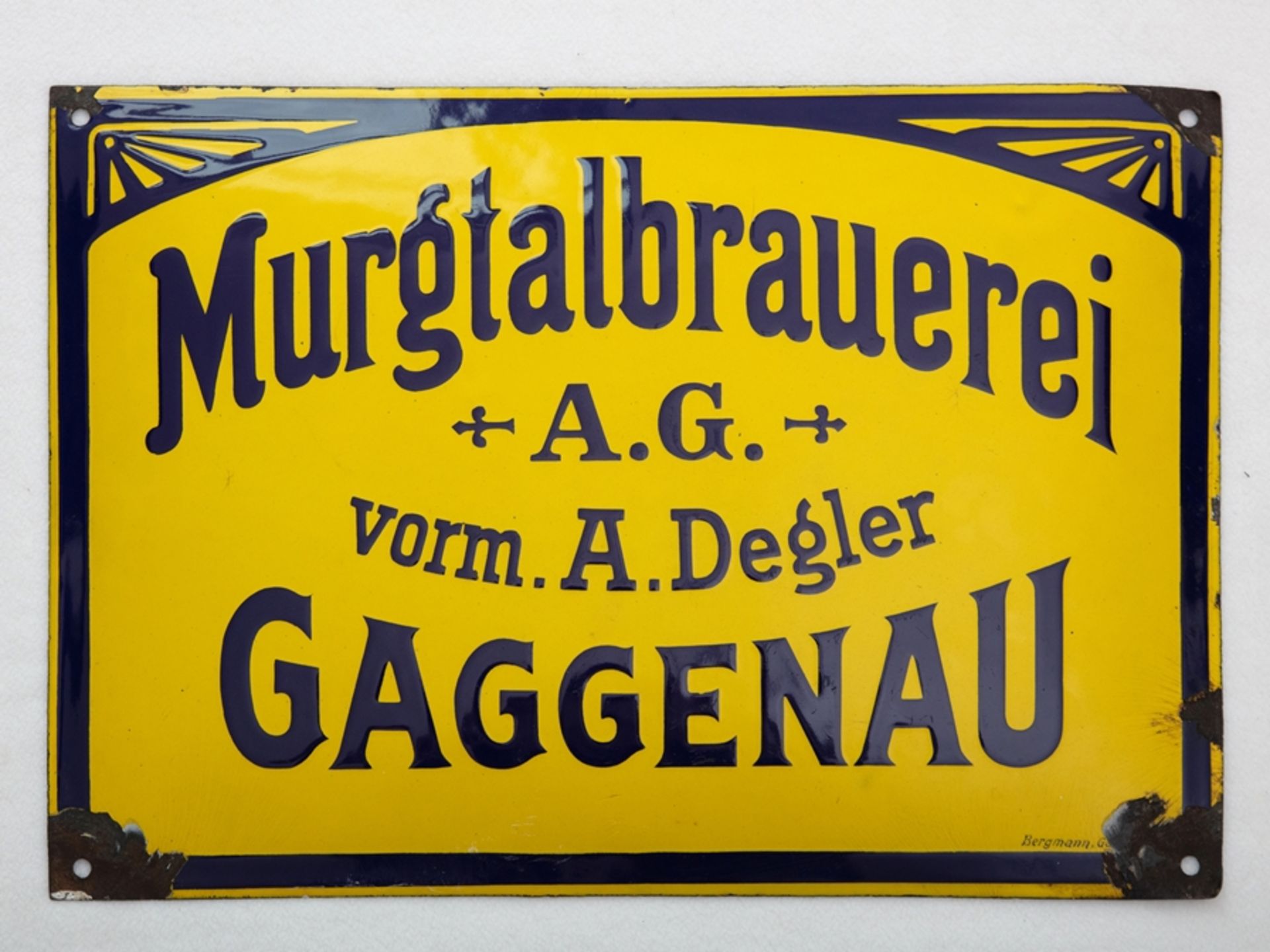 Enamel sign Murgtalbrauerei vorm. A.Degler, Art Nouveau, Gaggenau, around 1910  - Image 7 of 7