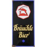 Emailschild Bräuchle Bier, Metzingen um 1950