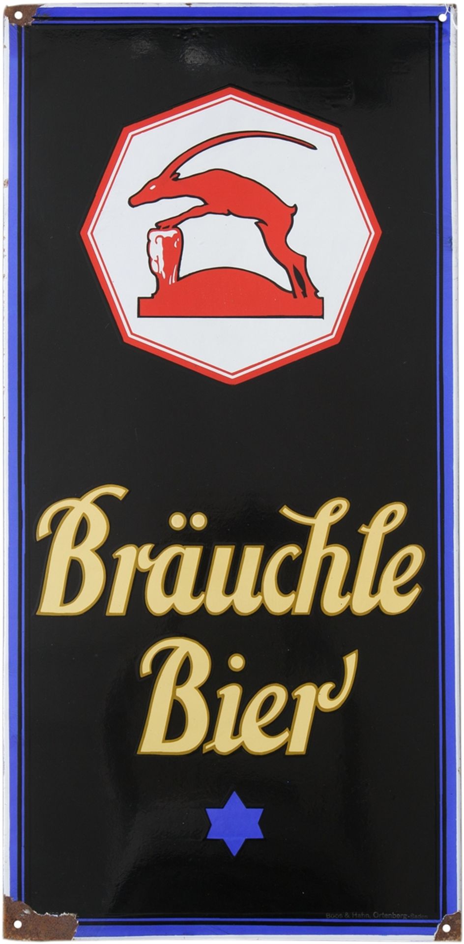 Enamel sign Bräuchle Bier, Metzingen around 1950