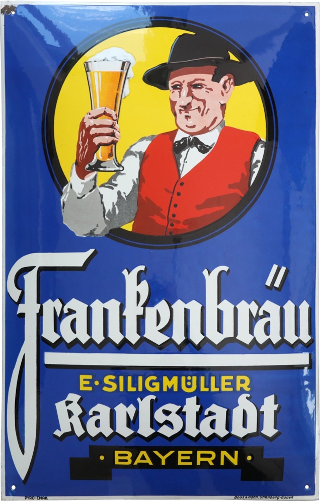 Enamel sign Frankenbräu, Karlstadt/Bavaria, around 1920