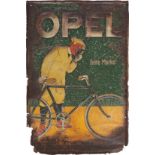 Tin sign Opel fine brand, Rüsselsheim, around 1910