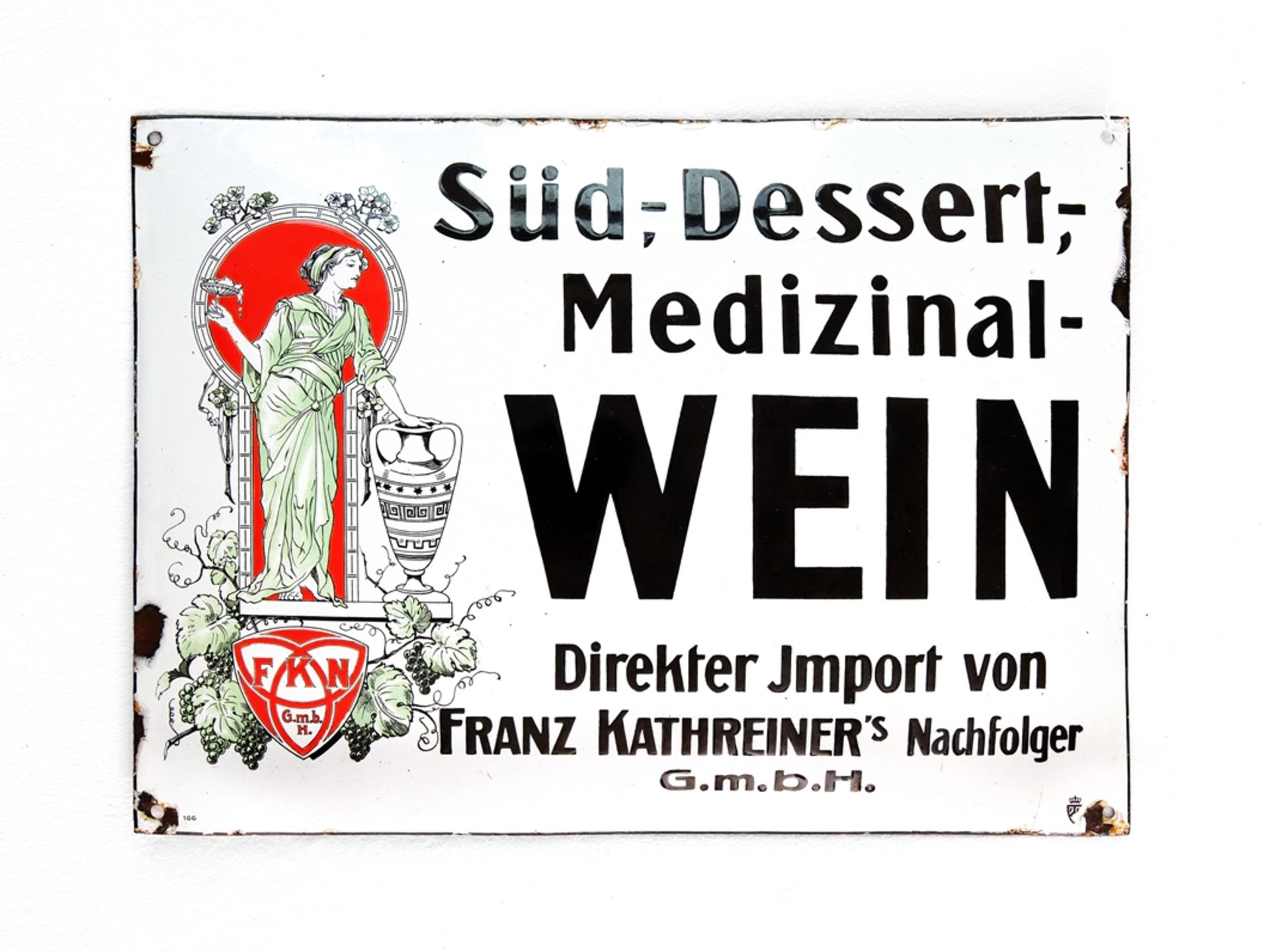 Enamel sign Medizinal Weine, Kathreiner Munich, around 1910 - Image 7 of 7