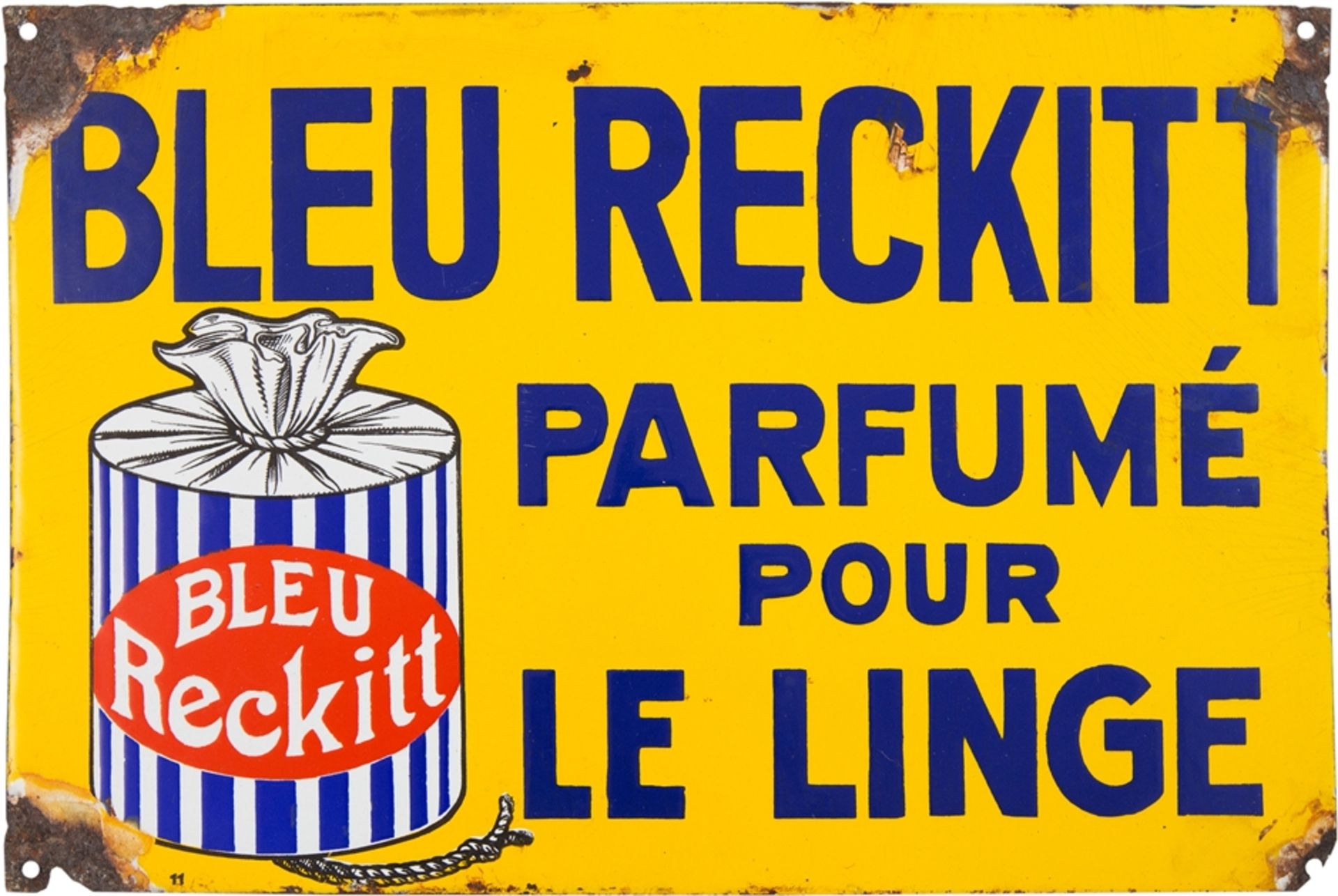 Emailschild Bleu Reckitt, Plaque Émaillée, Frankreich um 1930