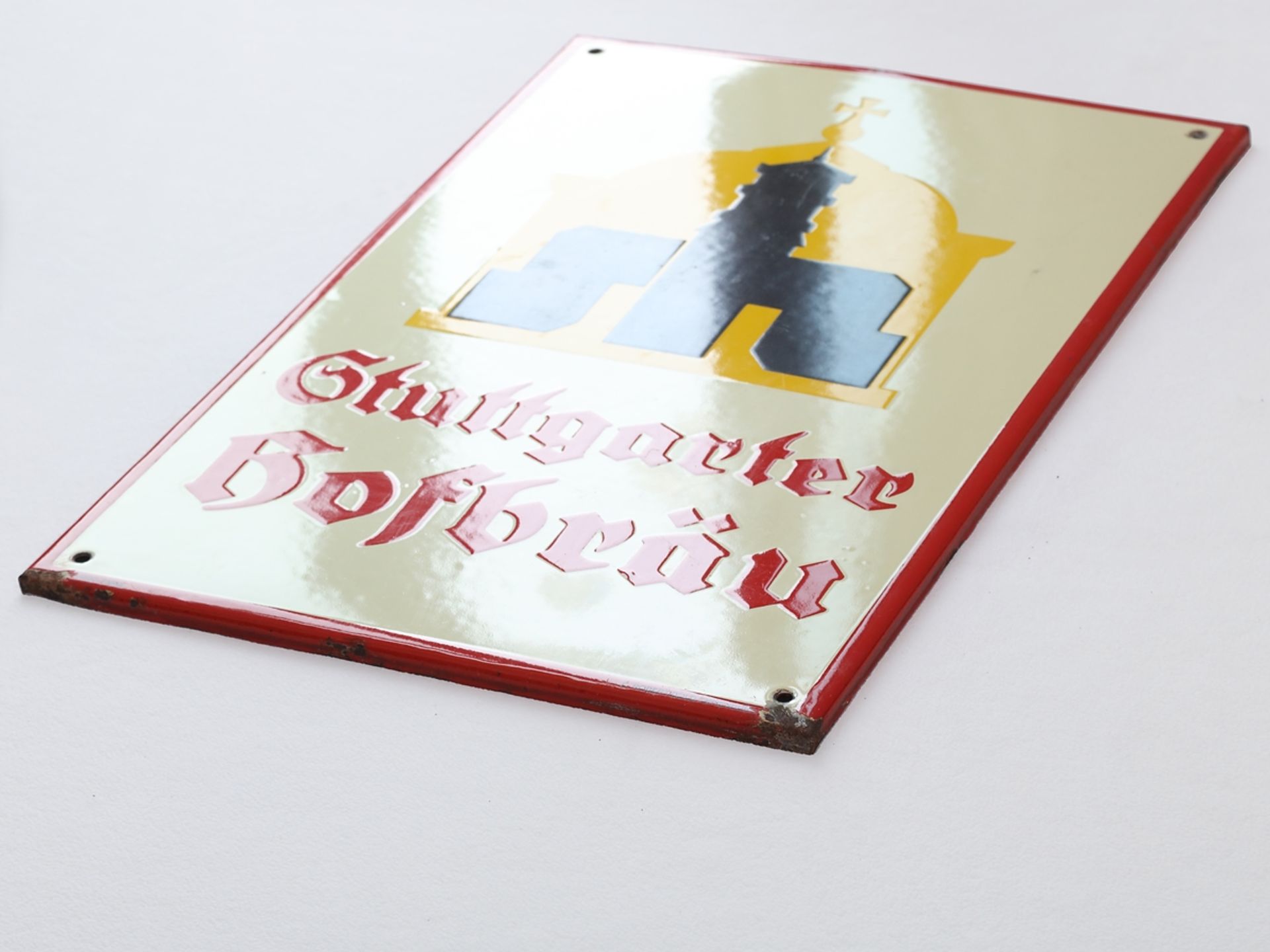 Enamel sign Stuttgarter Hofbräu, around 1950 - Image 3 of 7