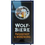 Enamel sign Wolf-Biere Fuchsstadt near Würzburg, Ludwig Hohlwein, around 1950