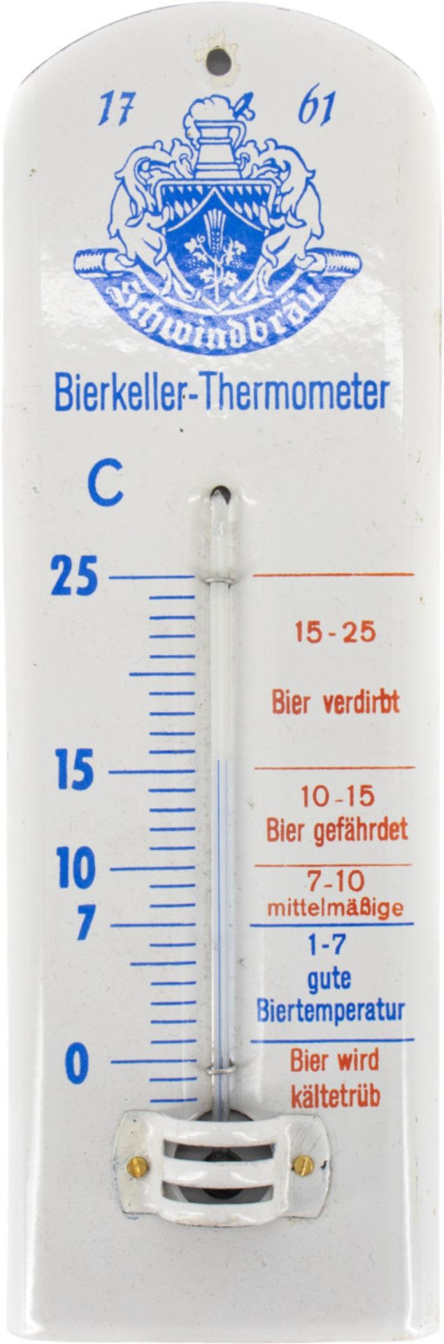 Enamel sign beer cellar thermometer Schwindbräu Aschaffenburg-Schweinheim, around 1950