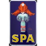 Enamel sign SPA in dream condition! Jean D'YLEN, Belgium, dated 1955