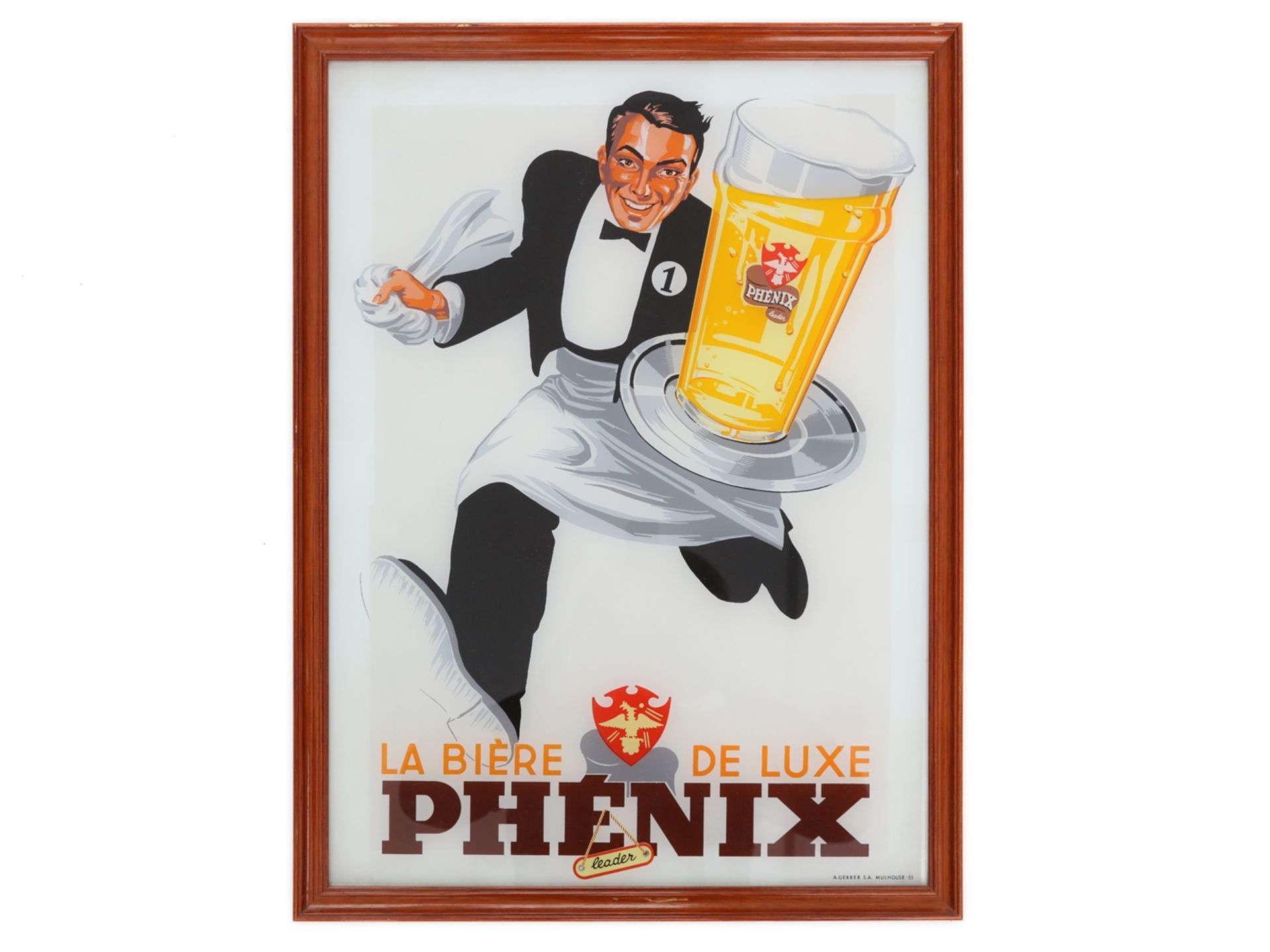 Glasschild La Bière de Luxe Phénix, Frankreich, um 1950 - Bild 7 aus 7