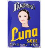 Enamel sign Lilleborg's Luna Saepe in dream condition! Norway around 1930