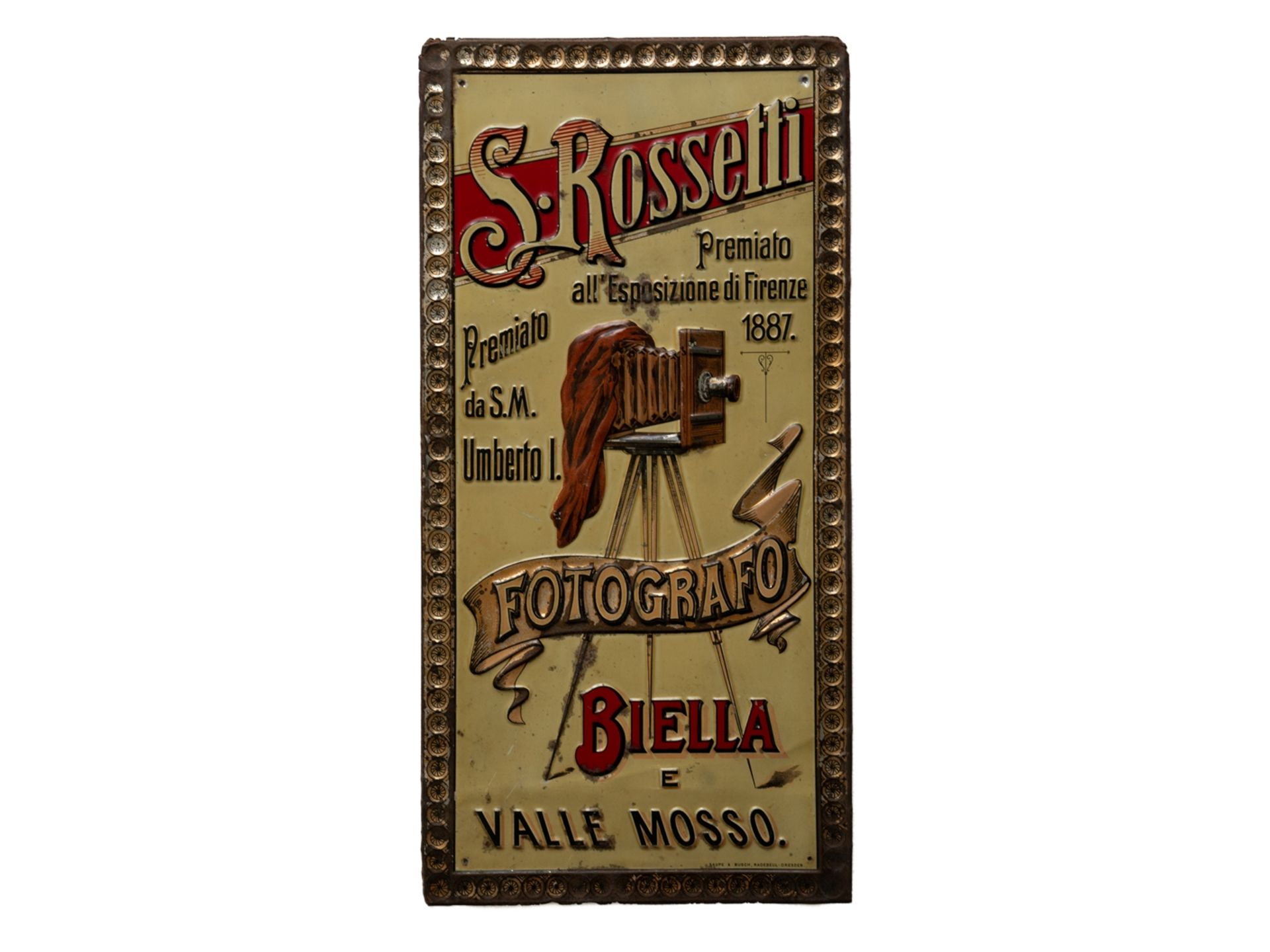 Blechschild S.Rosetti, Fotografo Biella/Italien, um 1900 - Bild 4 aus 4