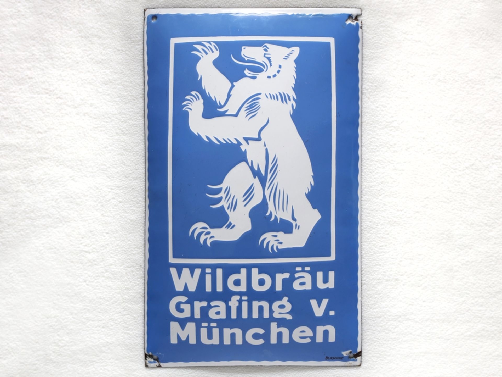 Enamel sign Wildbräu, Grafing near Munich, around 1930 - Image 7 of 7