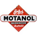 Enamel sign Motanol, the pure German car oil, around 1920