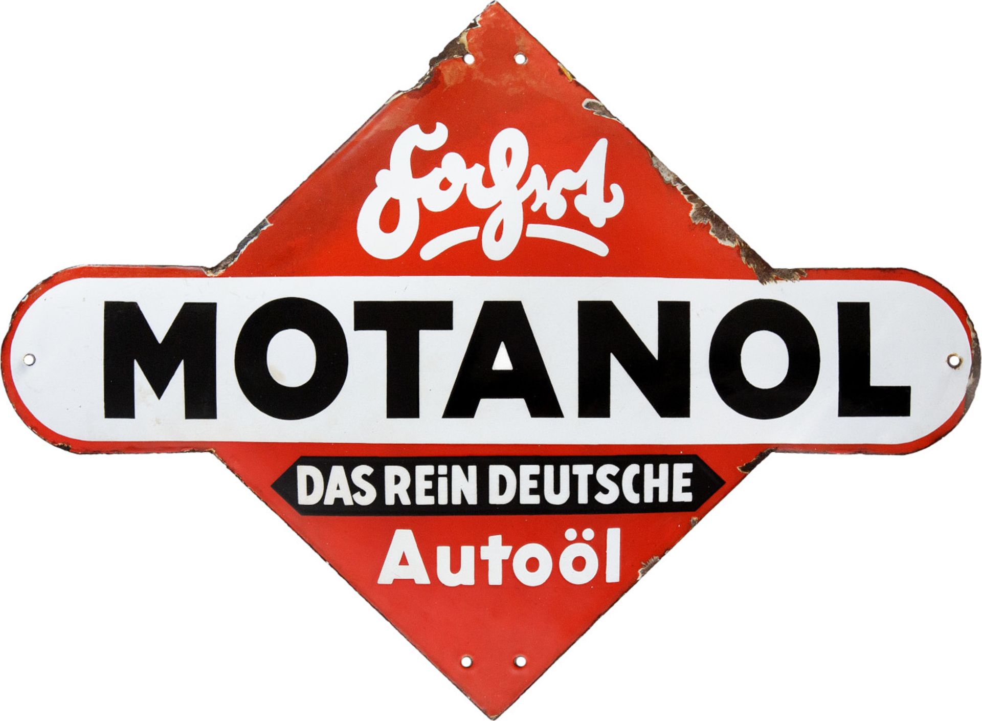 Enamel sign Motanol, the pure German car oil, around 1920