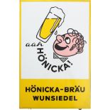 Emailschild Hönicka-Bräu,  Wunsiedel, um 1950