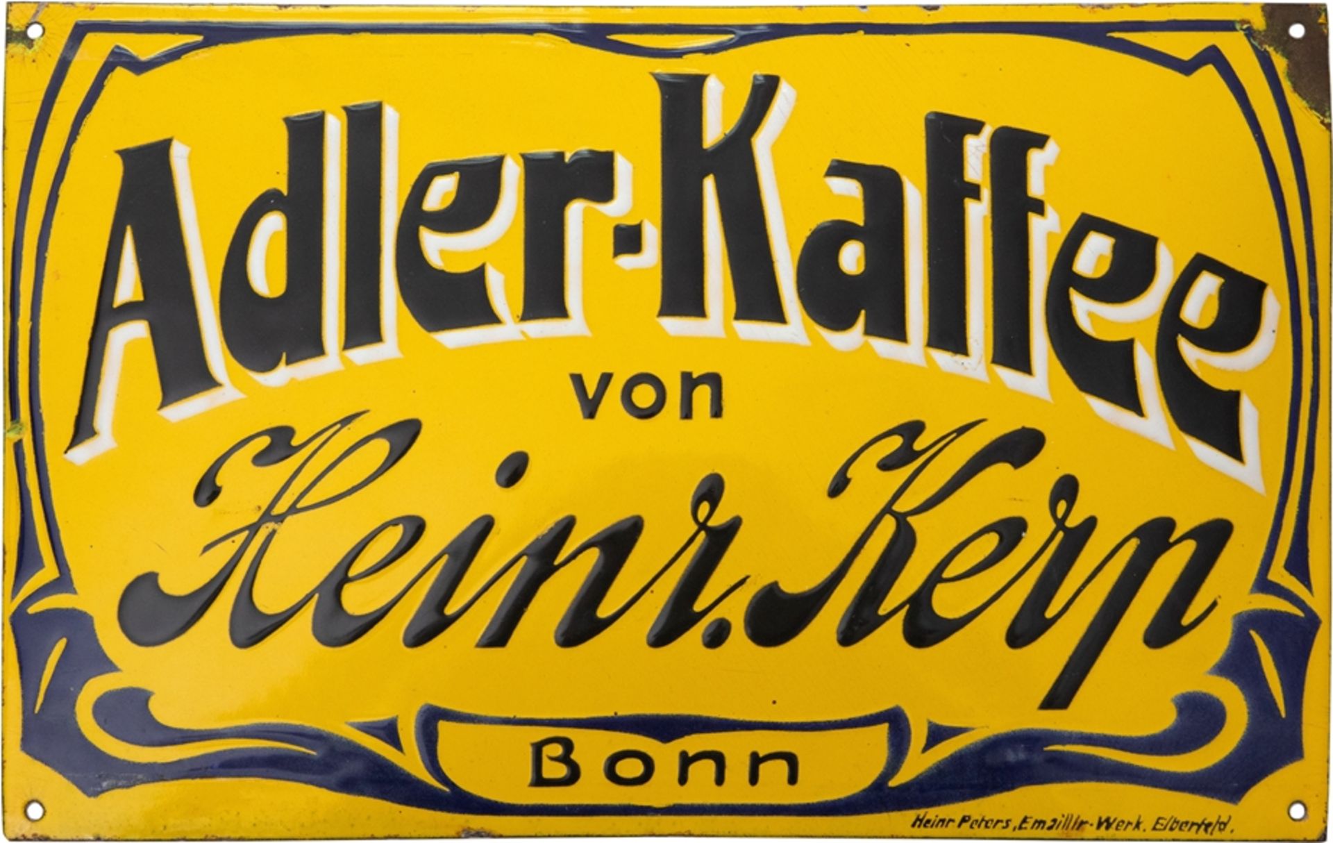 Enamel sign Adler-Kaffee - in the finest Art Nouveau style, Bonn, around 1900