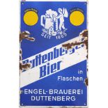 Emailschild Engel Brauerei Duttenberg, Bad Friedrichshall, um 1930